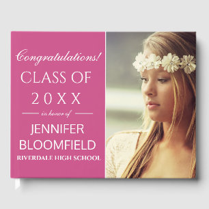 Livre D'or Classe de graduation Pink White Photo Moderne DE 2