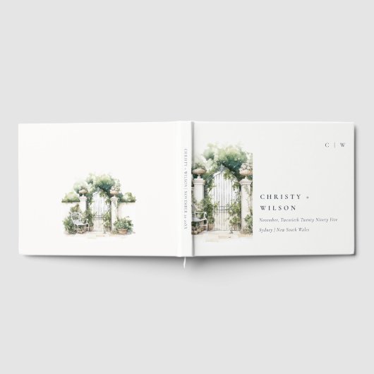 Livre D'or Classé Français Jardin Paysage Mariage d'aquarelle (Complet)