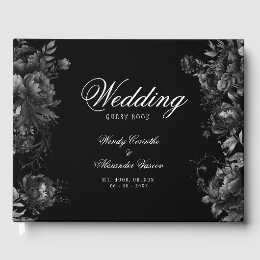 Livre D'or Classic gothique noir Monogram Crest Mariage (Recto)