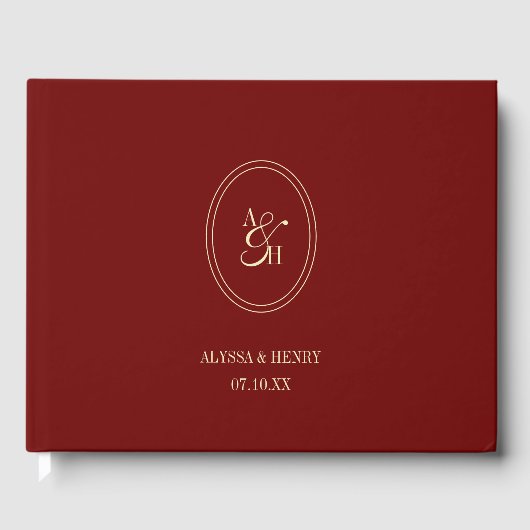 Livre D'or Classic Wine Red Monogram Custom Wedding (Recto)