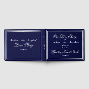 Livre D'or Classique moderne Script chic Mariage bleu marine