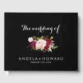 Livre D'or Classique Tropical Noir et Mariage Bourgogne (Recto)