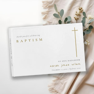 Livre D'or Classy Elegant Minimal Gold Typographie Baptême