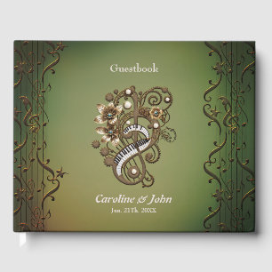 Livre D'or Clavier de piano steampunk incurvé.