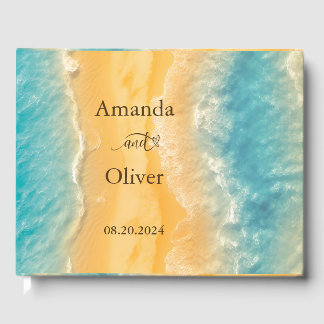 Livre D'or Coastal Chic Golden Sand Turquoise Mariage Bienven