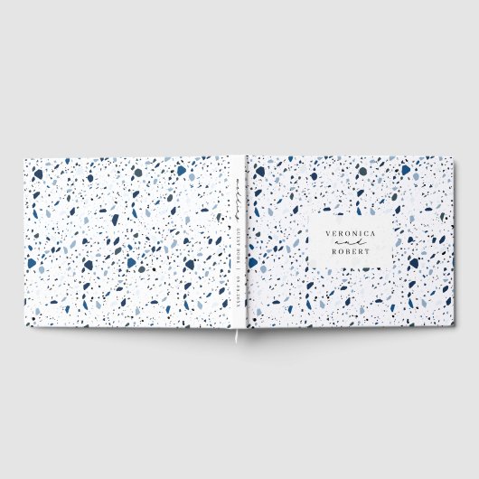 Livre D'or Cobalt Pierre Bleu Terrazzo Motif Mariage (Complet)