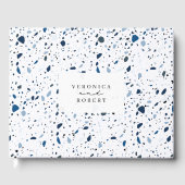 Livre D'or Cobalt Pierre Bleu Terrazzo Motif Mariage (Recto)