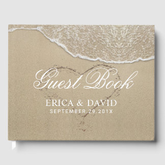 Livre D'or Coeur de mariage de plage dans le sable élégant