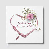 Livre D'or Coeur de ruban rose avec Rose (Recto)