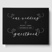 Livre D'or Coeurs modernes Noir & Blanc Mariage minimal (Recto)