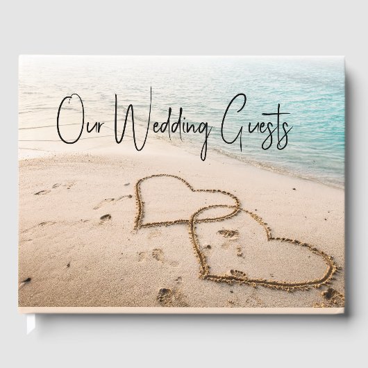 Livre D'or Coeurs romantiques en Sand Beach Mariage (Recto)