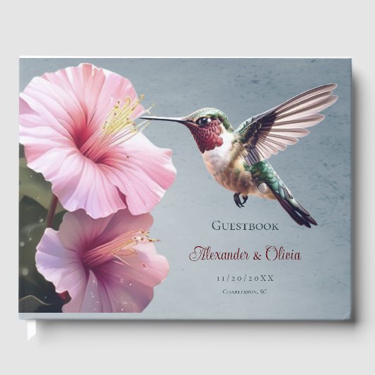 Livre D'or Colibri et Mariage d'Hibiscus | Bleu (Recto)