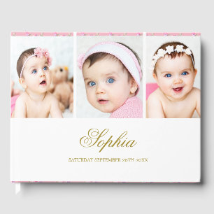 Livre D'or Collage photo bébé Elegant Gold White