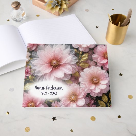 Livre D'or Collection Abstraite Cosmos Rose (Recto ouvert)