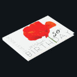 Livre D'or Collection POPPY 50th Birthday Guest Book<br><div class="desc">Belle illustration de Red Poppy. Conception du livre d'hôtes à couverture rigide avec texte pour 50e anniversaire à la personnaliser. Vous pouvez facilement modifier le texte (police, couleur, taille et position) en cliquant sur le bouton personnaliser. Jeu d'anniversaire enregistrer la date (carte postale) et les produits pour la maison, les...</div>