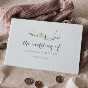 Livre D'or Colorée Dainty Fleurs sauvages Mariage de calligra