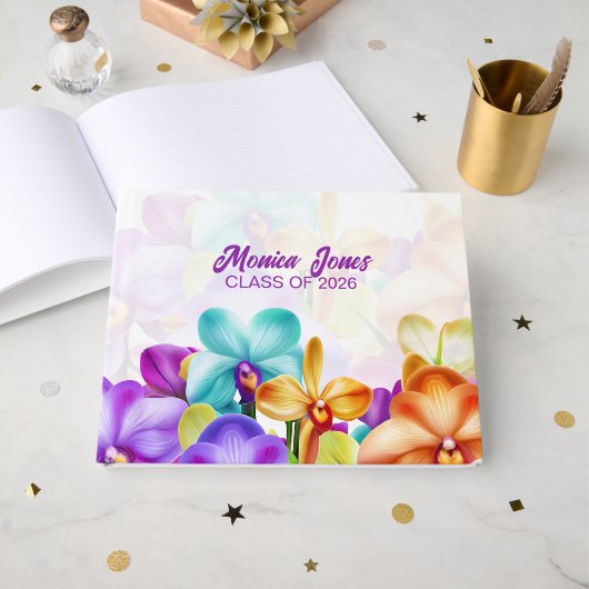 Livre D'or Colorful Orchids Graduation  (Recto ouvert)
