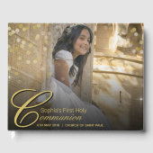 Livre D'or Communion Photo Elegant Gold Typography Parties sc (Recto)