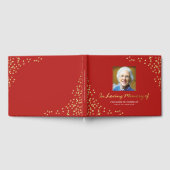 Livre D'or Condolence funéraire en or rouge | Mémorial photo (Complet)