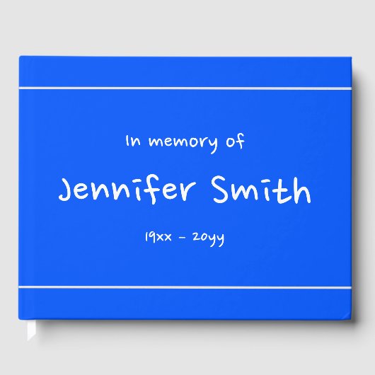 Livre d'or Condolences Bleues simples et simples (Recto)
