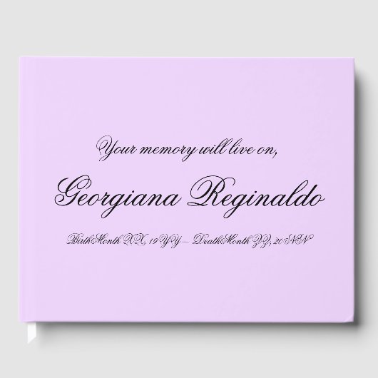 Livre d'or Condolences simples et basiques (Recto)