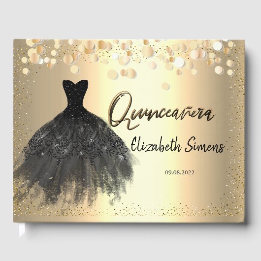Livre D'or Confetti d'or, Robe noire Quinceañera (Recto)