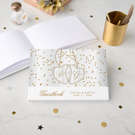 Livre d'or Confetti Dots et Diamond Hearts (Recto ouvert)