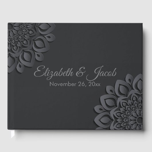 Livre D'or Contemporain Coupe de papier noir Mandala (Recto)