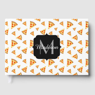 Livre D'or Cool et fun pizza tranches motif Monogram blanc