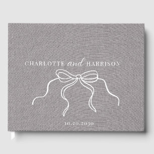 Livre D'or Coquette Grey Faux Lin Monogramme Coquette Bow