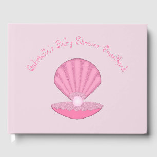 Livre D'or Coquille d'huîtres pour fille rose et Baby shower 
