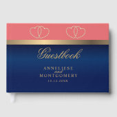 Livre D'or Corail et bleu marine avec coeur d'or (Recto)