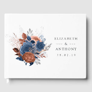 Livre D'or Corail, marine et Mariage floral argenté