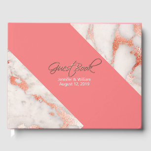 Livre D'or Corail vivant et Rose marbré Mariage or
