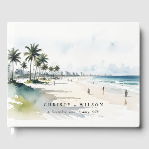Livre D'or Côte Miami Beach Palm Tree Mariage d'aquarelle