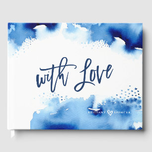 Livre D'or COUPLE KEEPSAKE bleu aquarelle main