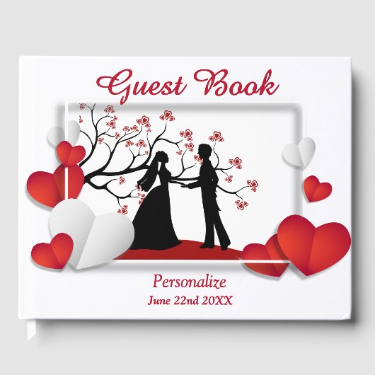 Livre D'or Couple romantique Silhoutte Coeurs rouges Personna (Recto)