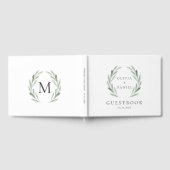 Livre D'or Courbe d'aquarelle verte rustique Mariage simple (Complet)