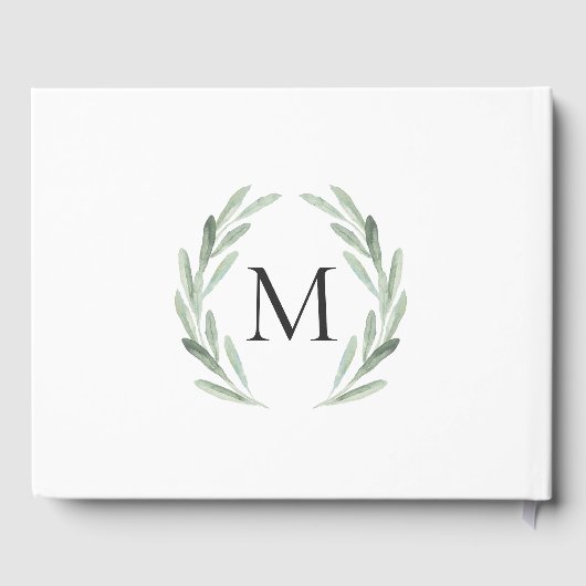 Livre D'or Courbe d'aquarelle verte rustique Mariage simple (Verso)