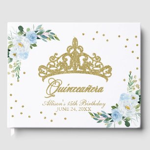 Livre D'or Couronne de diadème doré Blush Bébé Fleur Bleue Qu