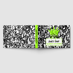Livre D'or Couronne de graffiti noir vert Anniversaire