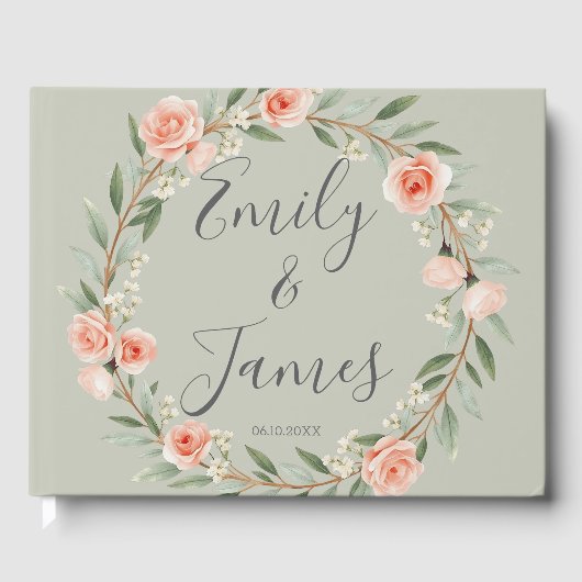 Livre D'or Couronne rose verte et romantique (Recto)