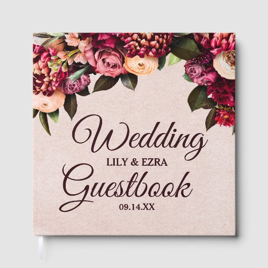 Livre D'or Couverture rigide floue et bordeaux (Recto)