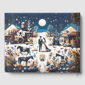 Livre D'or Cowboy & Bride Blue Western Style Mariage (Verso)