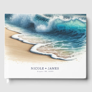 Livre D'or Crashing Ocean Waves Coastal Beach Wedding