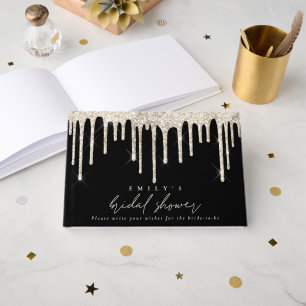 Livre D'or Crème à paillettes en cascade écriture mariage noi