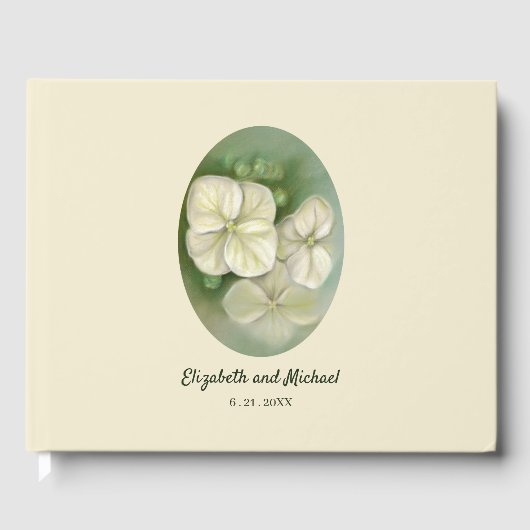 Livre D'or Crème douce Blanc Pastel Hydrangea Floral Mariage (Recto)