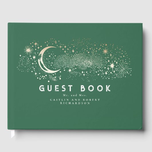 Livre D'or Crescent Moon Starry Nuit Mariage céleste (Recto)