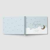 Livre D'or Crescent Moon & Stars Light Blue Boy Baptême (Complet)