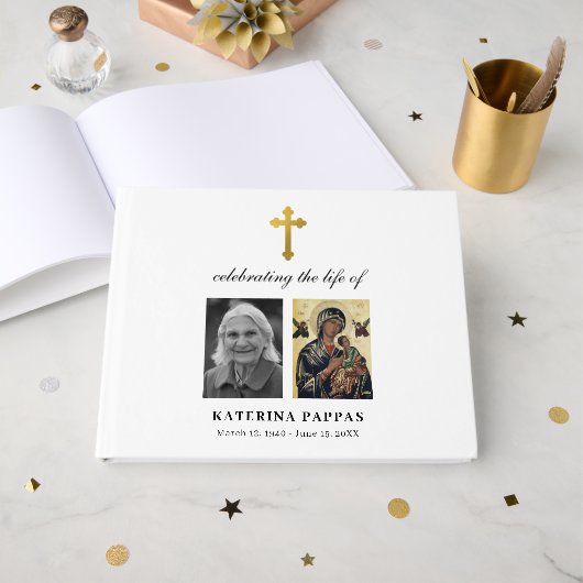 Livre D'or Croix funéraire grecque orthodoxe (Recto ouvert)